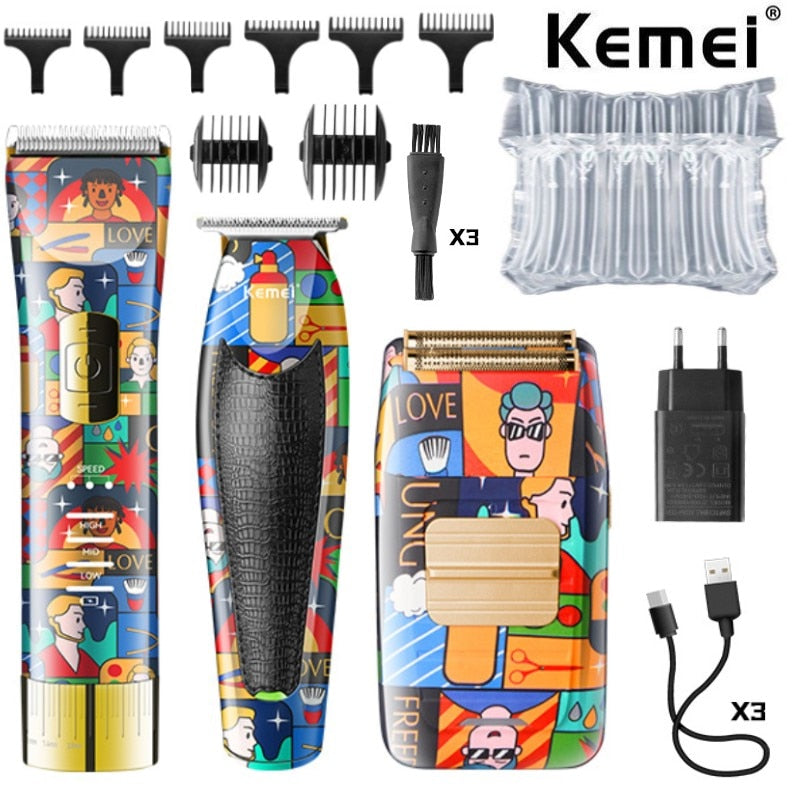 Kemei Original Combo Kit KM-1102H, KM-9035, KM-9036 - HAB - Hair And Beauty