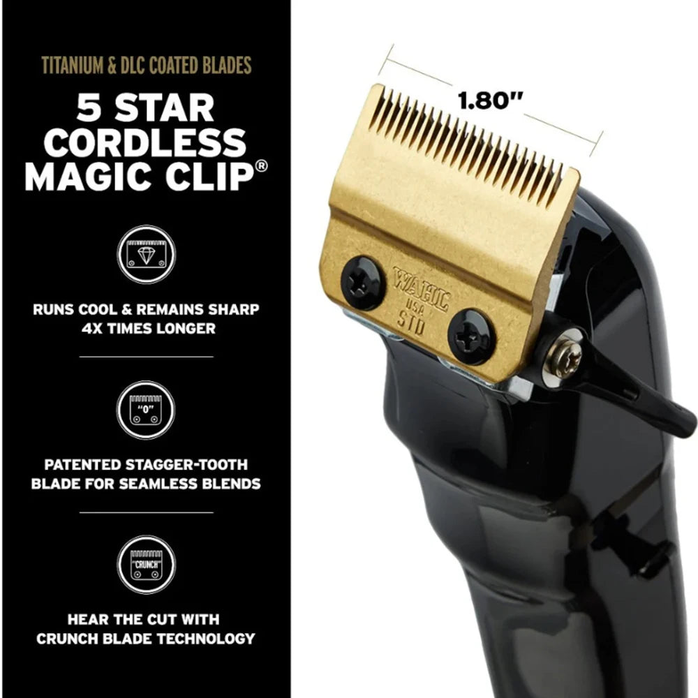 Professional 5-Star Series Cordless Barber Combo Includes Black Magic Clip & Detailer Li, With FREE Canvas Bag - HAB - Hair And Beauty