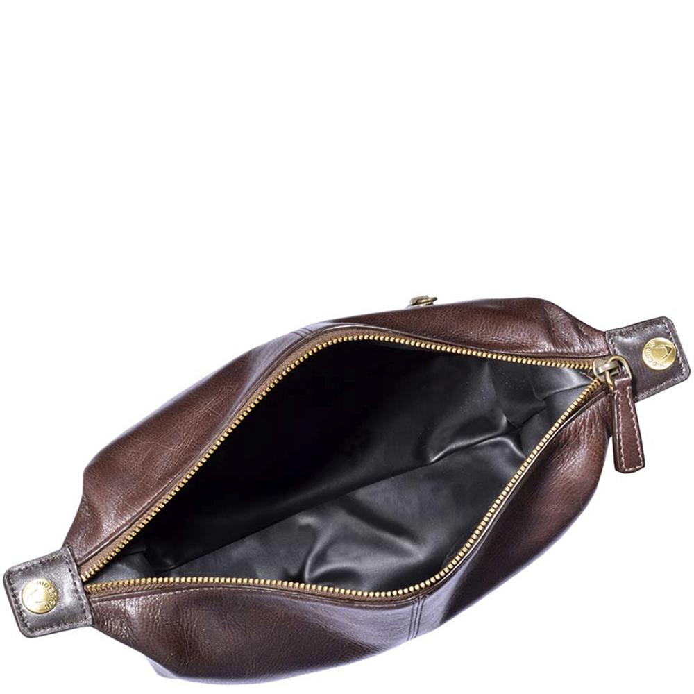 Mens Brown Leather Shaving Dopp Travel Kit with Waterproof Interior - HAB 