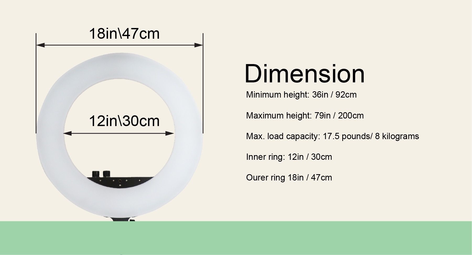 18inch Dimmable Bi-color SMD LED Ring Light Lighting Kit - HAB 