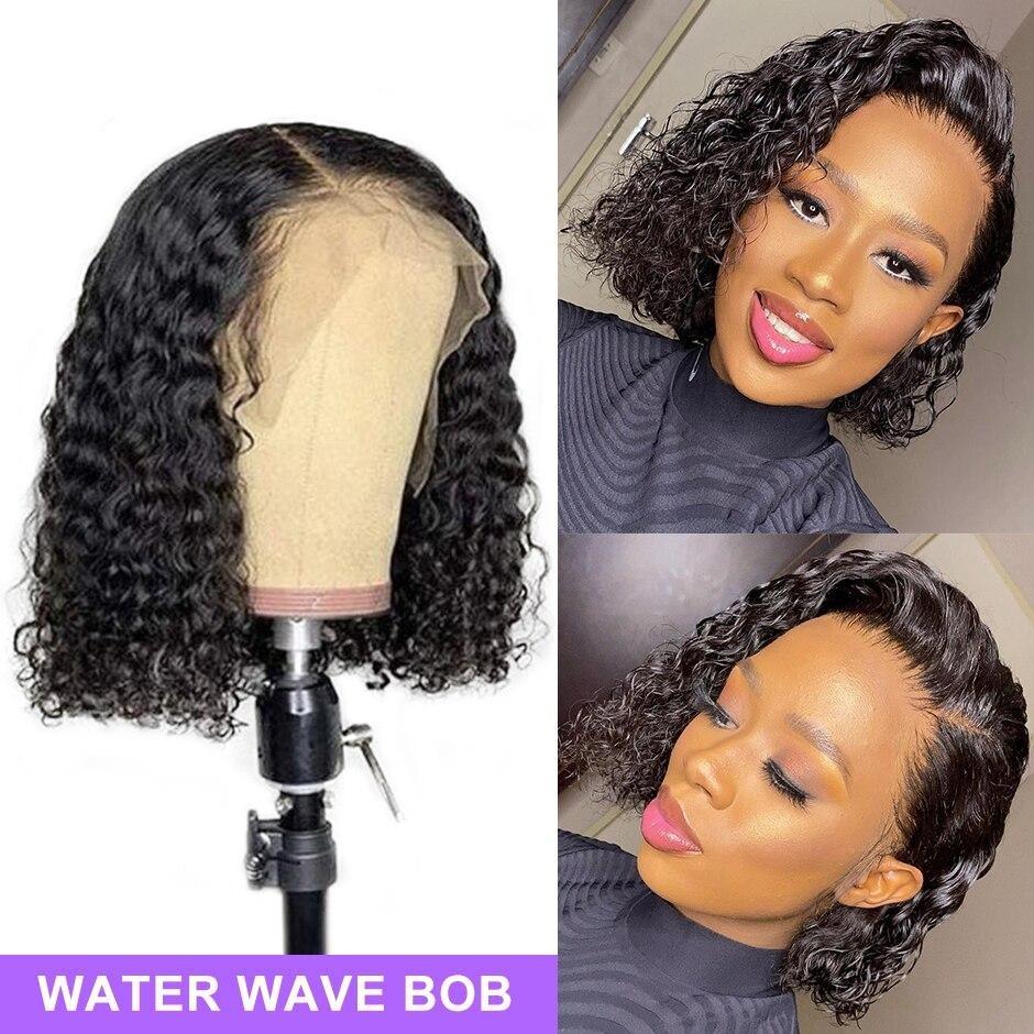 13x4 Water Curl 13x6 Short Bob frontal 4x4 Lace 5x5 Closure Wigs - HAB 