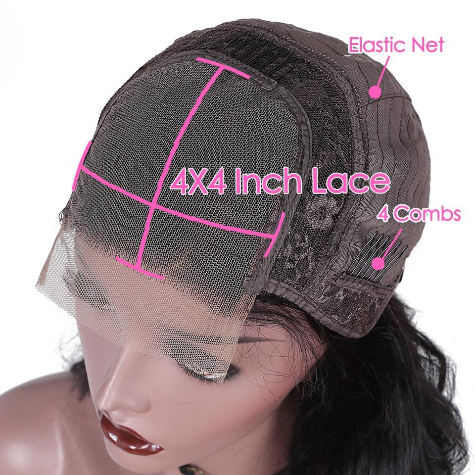 4x4 Kinky straight 5x5 Lace Closure wig 6x6 Human Hair Wigs - HAB 