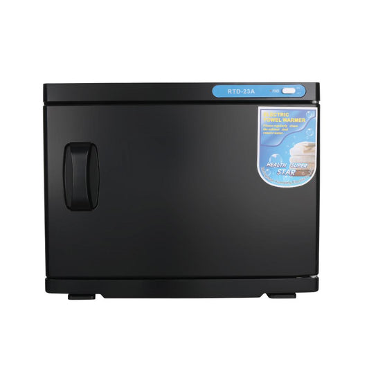 23L Black UV Electric Towel Warmer Steriliser Cabinet Beauty Spa Heat - HAB 