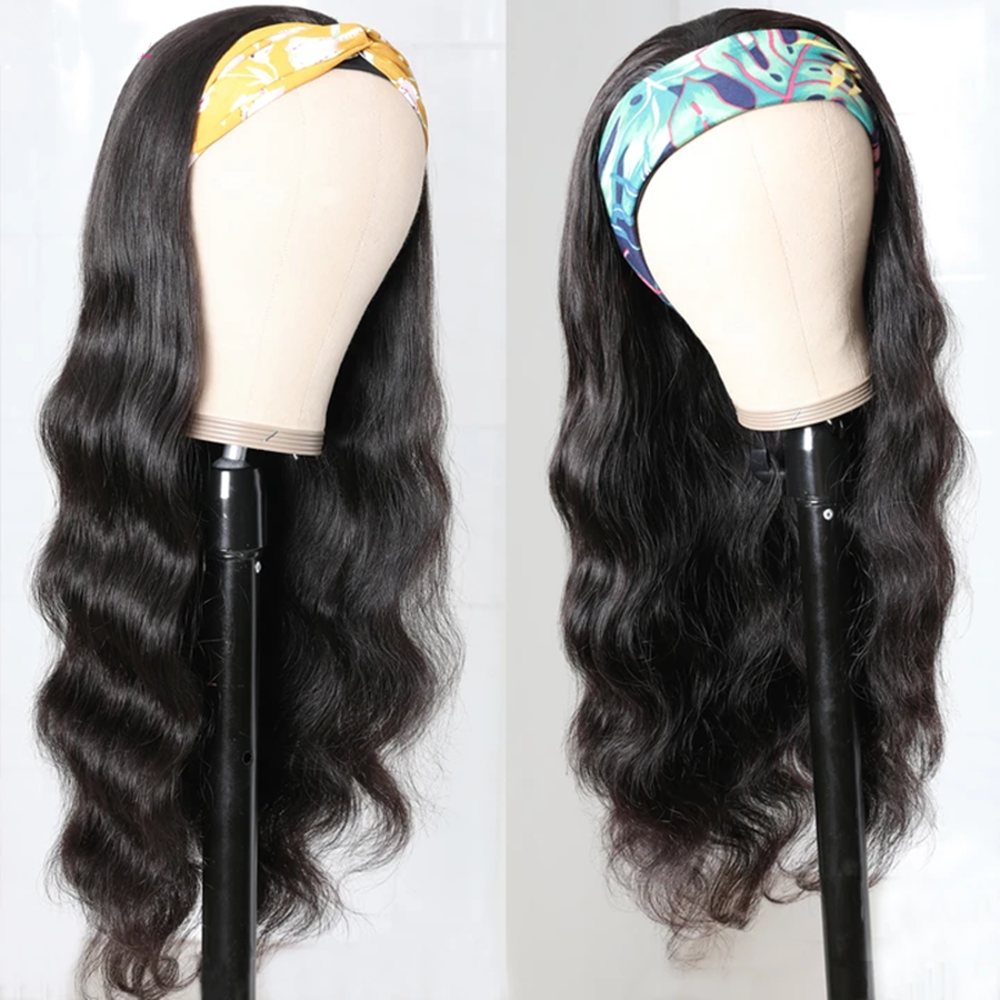 Headband Wig Body Wave Scarf Human Hair Wigs - HAB 