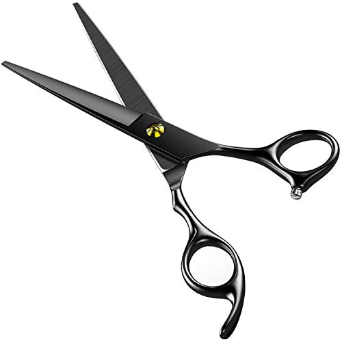 Hair Cutting Scissors Shears TINMARDA Professional 6.5 inch Barber Stainless Steel Hairdressing Razor Hair Cutting Shear for Men Women Kids Salon Home (Black) - HAB 