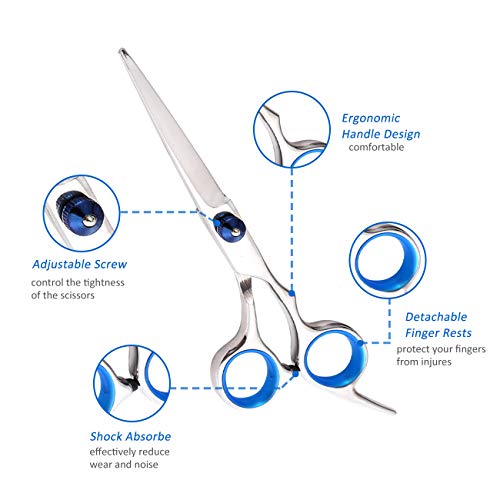 Professional Hair Cutting Scissors Set 10Pcs, Haircut Scissors Thinning Shears Multi-Use Haircut Kit, Hairdressing Scissors Stainless Steel with Comb and Case for Barber Salon Home - HAB 