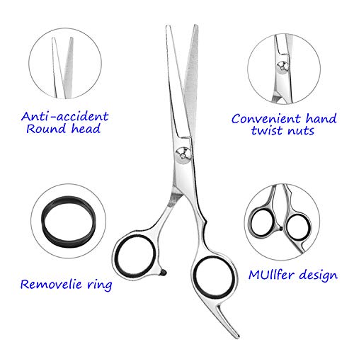 ESSOY Professional Hair Cutting Scissors/Shears (6.5-Inches), 4CR Stainless Steel Haircut Scissor with Fine Adjustment Screw for Home Salon,Barber Hairdressing Scissor for Women Men Kids - HAB 