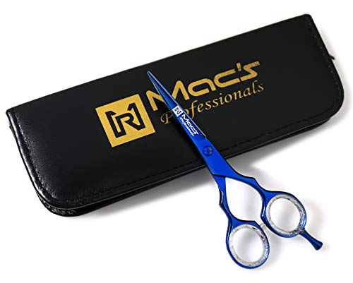 BARBER Hair Cutting Razors Edge Hair Cutting Shears/Scissors Professional - 5.5" Blue Titanium - New Style - For Styling Cut - Macs-2038 - HAB 