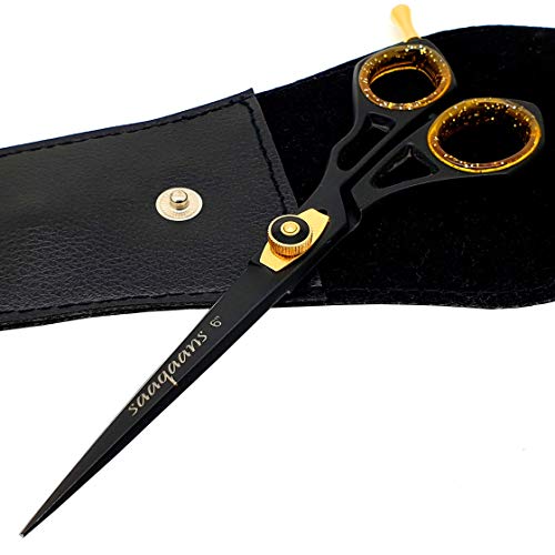 Saaqaans SQR-01 Professional Hairdressing Scissor - Perfect for Hair Salon/Barber/Hairdresser and Home use to Trim your Haircut/Beard/Moustache - Comes with Beautiful Black Pouch/Case - HAB 