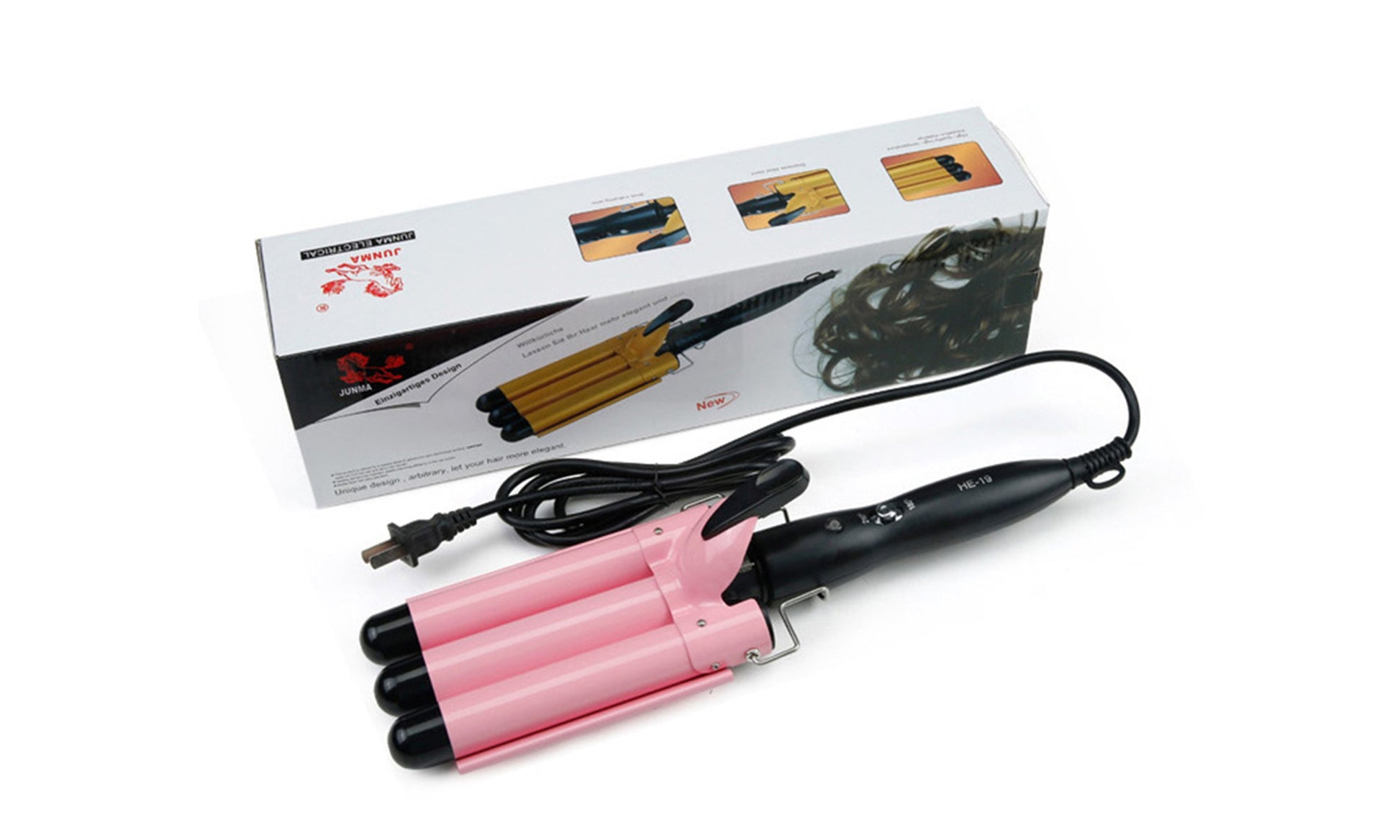 Hair Curling Iron 3 Barrel Temperature Adjustable and Fast Heating SP - HAB 
