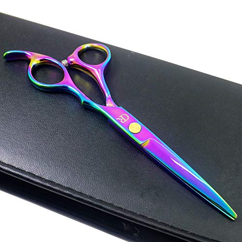 Professional Hair Cutting Shears,6 Inch Barber hair Cutting Scissors Sharp Blades Hairdresser Haircut For Women/Men/kids 420c Stainless Steel Rainbow Color (A) - HAB 