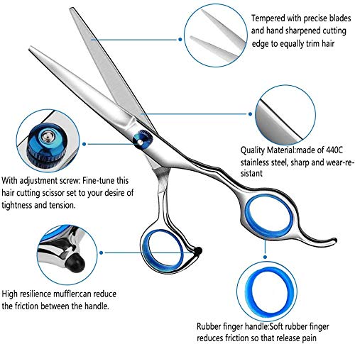 Professional Hair Cutting Scissors 9 PCS 6.7inch Barber Thinning Scissors Hairdressing Shears Stainless Steel Hair Cutting Shears Set with Cape Clips Comb for Barber Salon and Home Black - HAB 