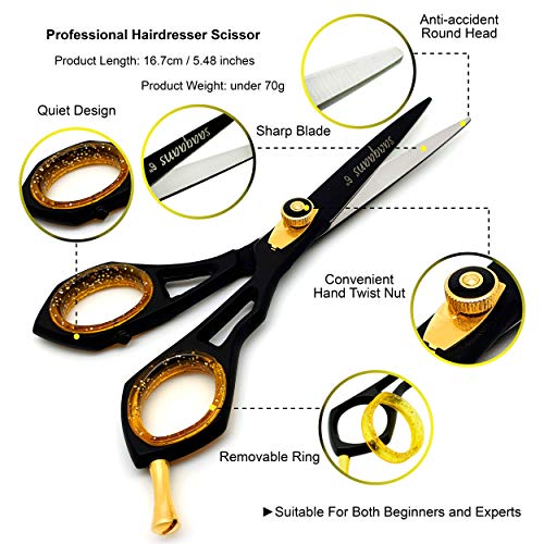 Saaqaans SQR-01 Professional Hairdressing Scissor - Perfect for Hair Salon/Barber/Hairdresser and Home use to Trim your Haircut/Beard/Moustache - Comes with Beautiful Black Pouch/Case - HAB 