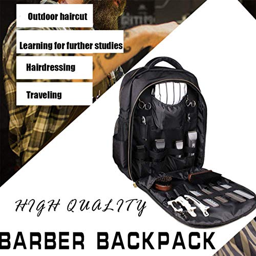 dailymall Portable Barber Travel Backpack Hairdressing Tools Waterproof Bag Organizer - Black, 48 x 35 x 20cm - HAB 