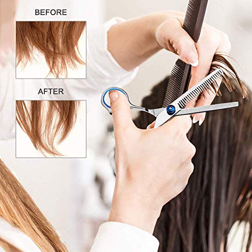 Professional Hair Cutting Scissors 9 PCS 6.7inch Barber Thinning Scissors Hairdressing Shears Stainless Steel Hair Cutting Shears Set with Cape Clips Comb for Barber Salon and Home Black - HAB 
