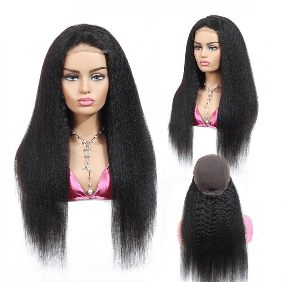 4x4 Kinky straight 5x5 Lace Closure wig 6x6 Human Hair Wigs - HAB 