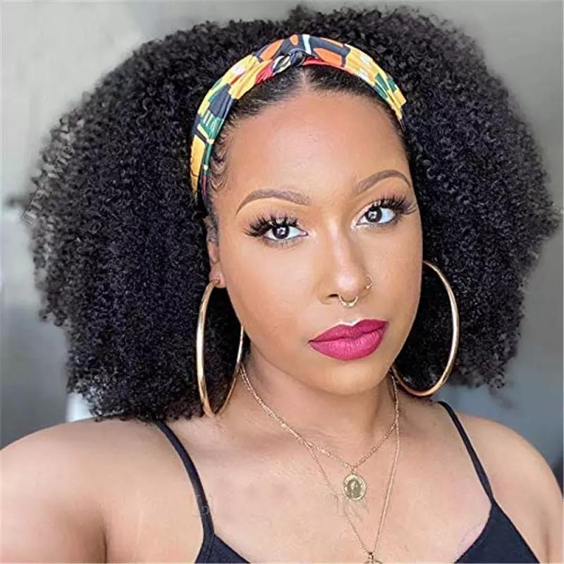 Headband Afro Kinky Curly Scarf Human Hair Wigs - HAB 