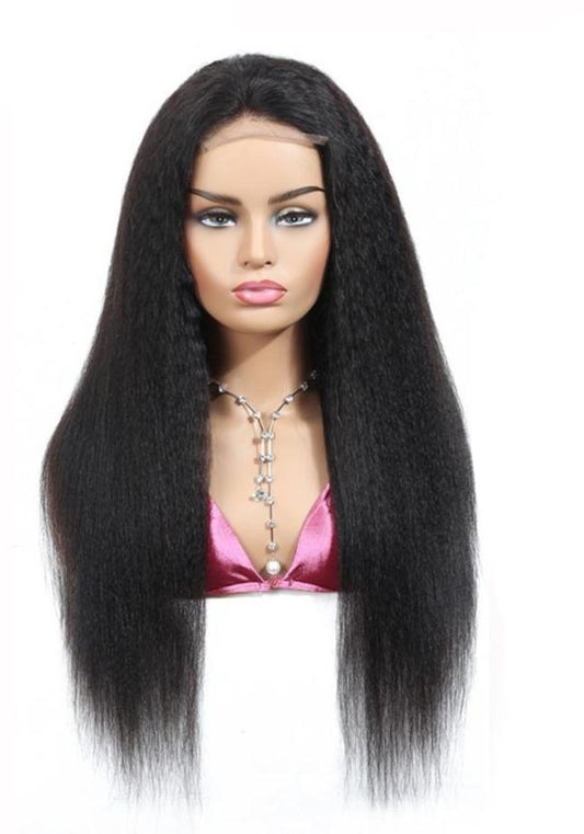 4x4 Kinky straight 5x5 Lace Closure wig 6x6 Human Hair Wigs - HAB 