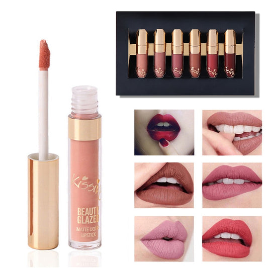 BEAUTY GLAZED 6pcs/Set Liquid Lipstick Lip Gloss - HAB 