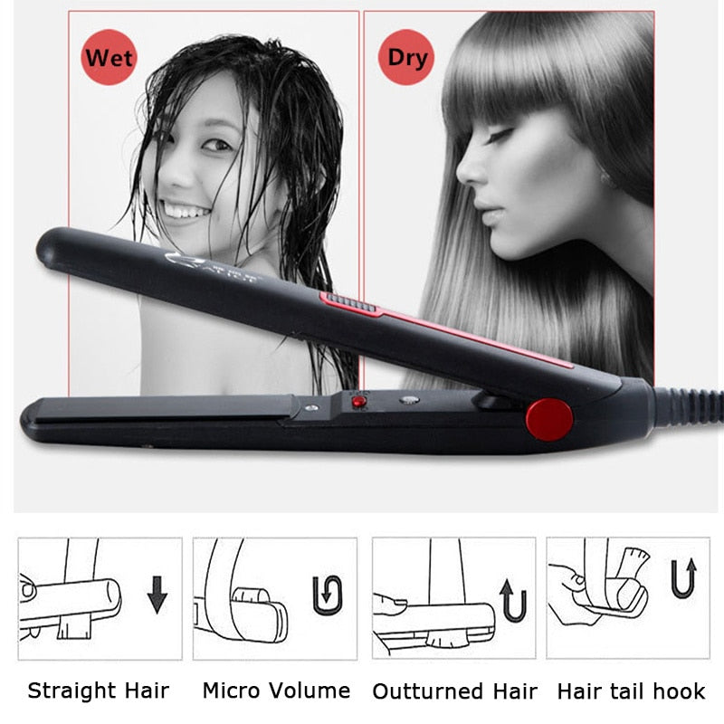 New Professional 2 in 1 Portable Hair Curler Hair Straightener Mini Flat Iron - HAB - Hair And Beauty