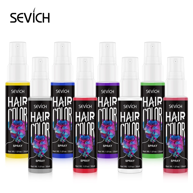 Sevich 8 Colors 30ml Hair Dye Spray Disposable Hair Quick Spray Waterproof Hair Dye Blue/Red Fashion Instant Hair Color Products - HAB - Hair And Beauty