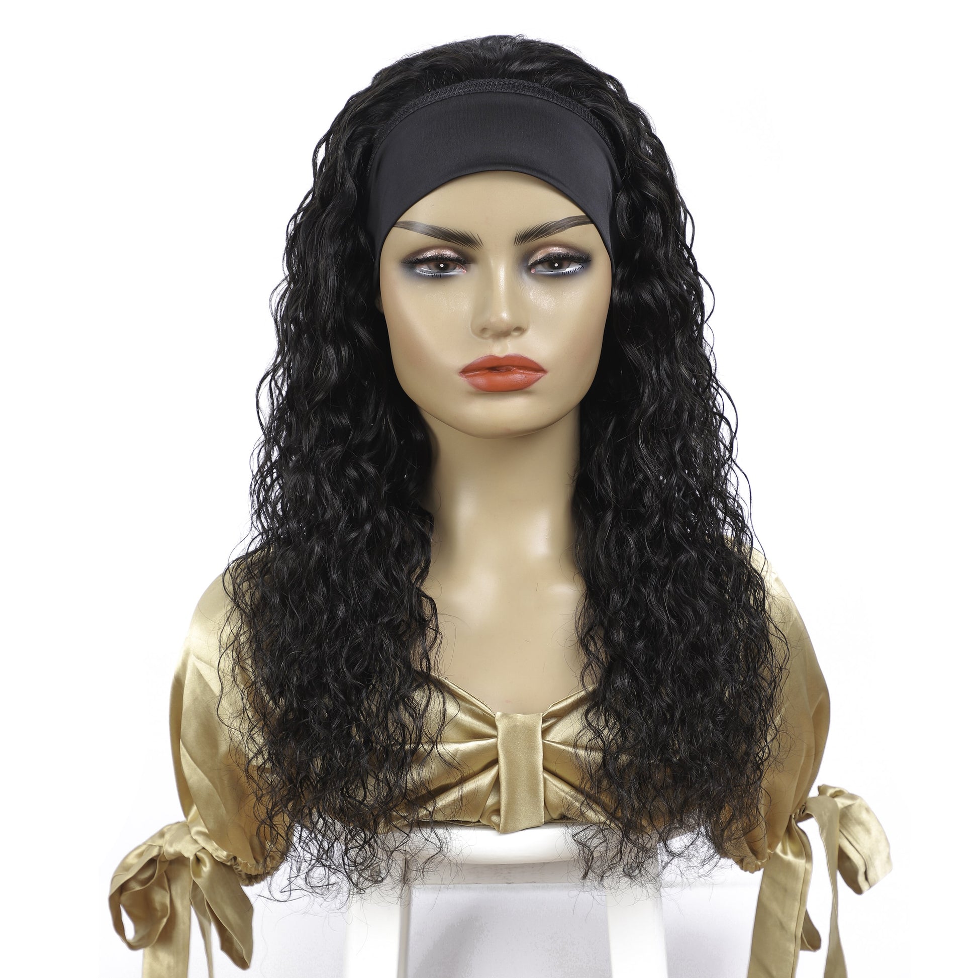 Headband Water wave Scarf Human Hair Wigs - HAB 