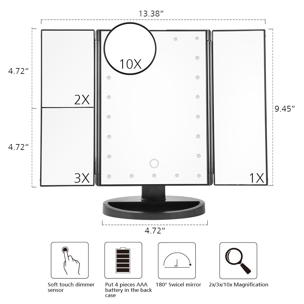 LED Touch Screen 22 Light Makeup Mirror Table - HAB 