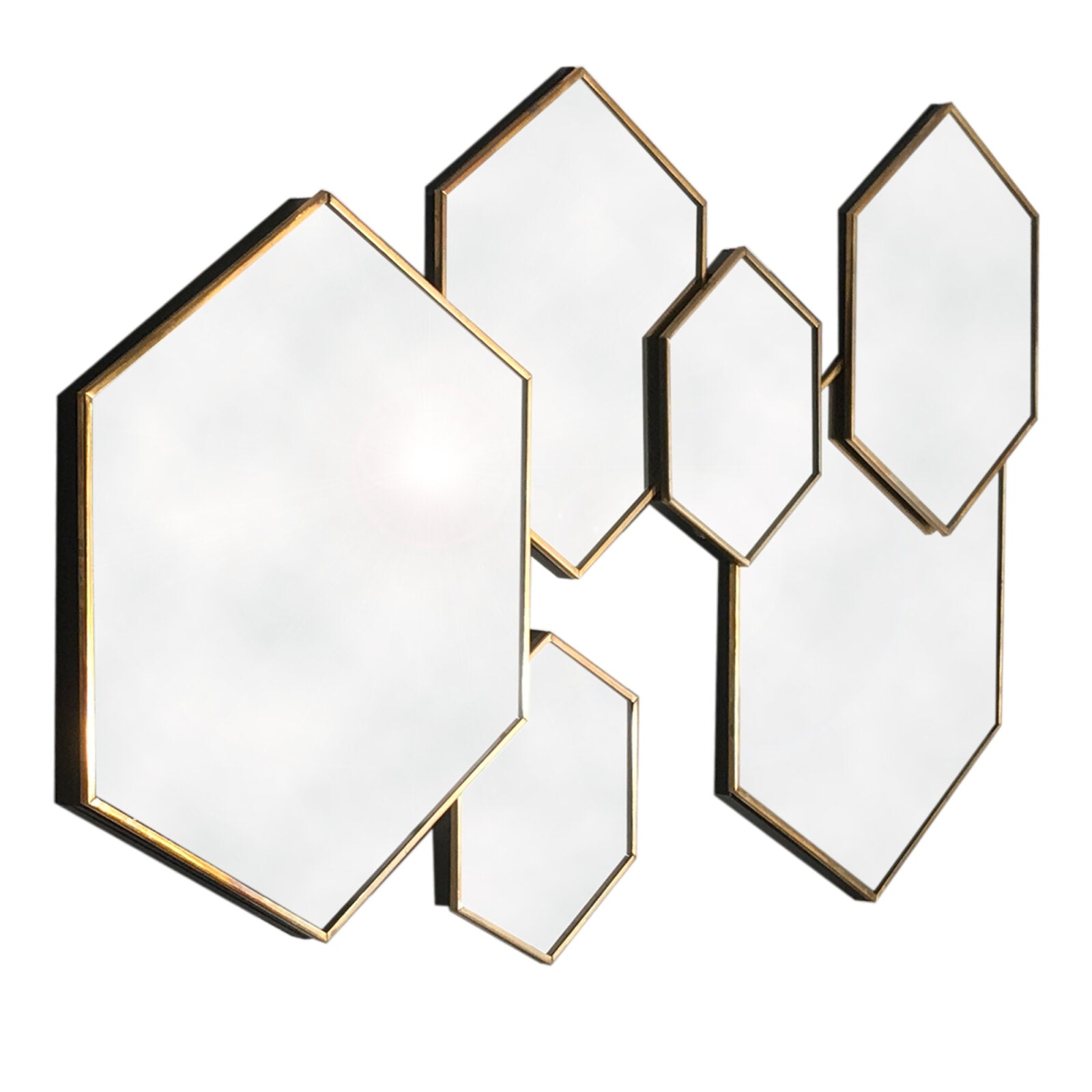 Gold Framed Multi Mirror - Hexagonal - HAB 