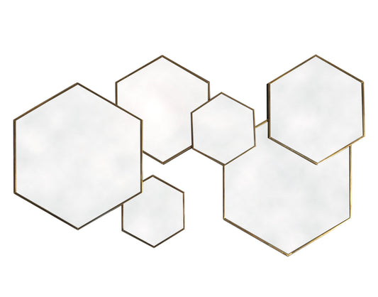Gold Framed Multi Mirror - Hexagonal - HAB 