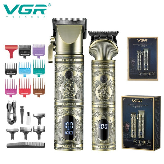 VGR V-670 Professional Hair Clipper Hair Trimmer Set Rechargeable Metal Housing LED Display with Travel Lock - HAB - Hair And Beauty