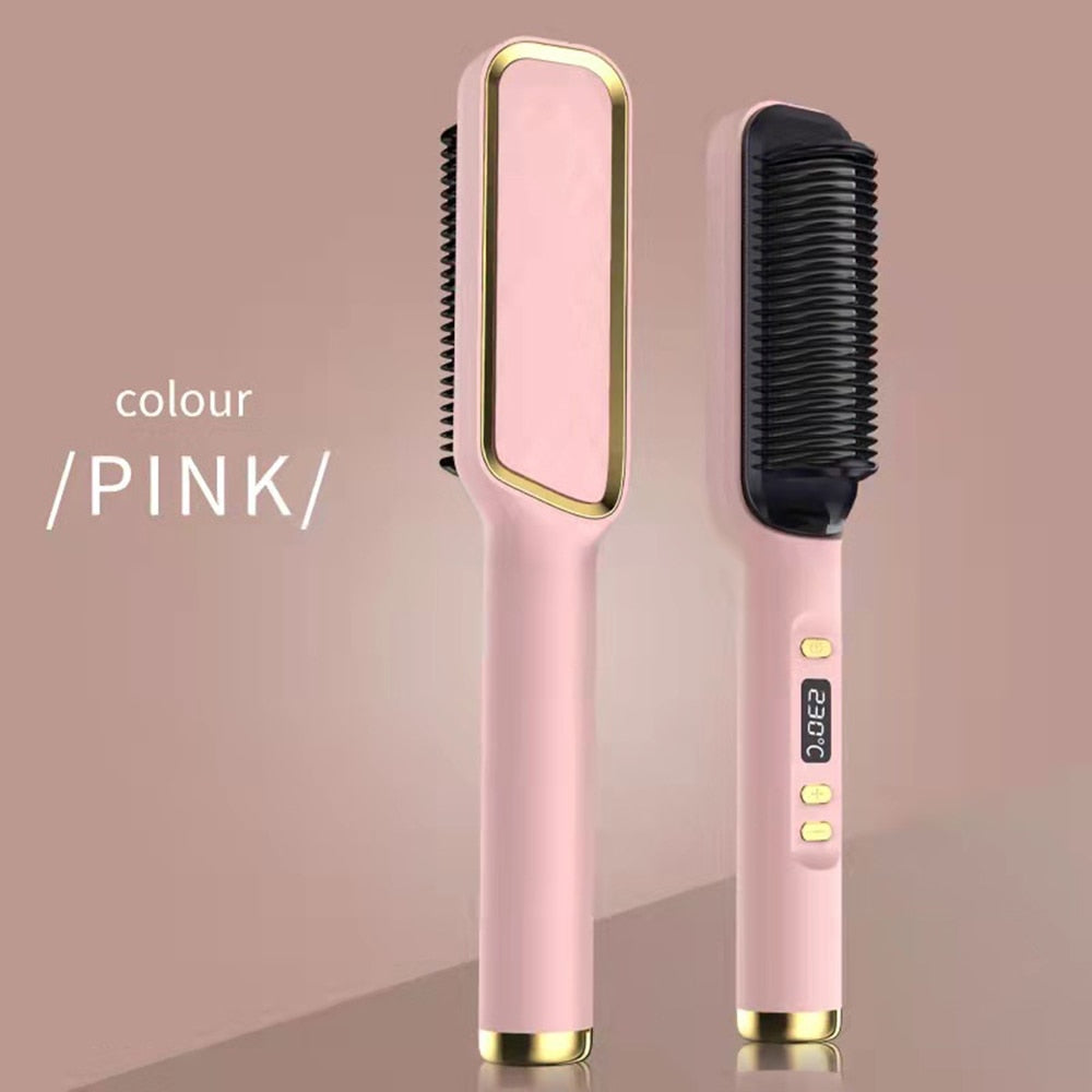 New Comb Hair Straightener Brush PTC Fast Heating Anti-Scald - HAB - Hair And Beauty