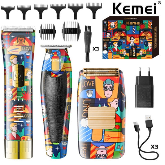 Kemei Original Combo Kit KM-1102H, KM-9035, KM-9036 - HAB - Hair And Beauty