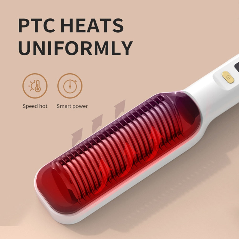 New Comb Hair Straightener Brush PTC Fast Heating Anti-Scald - HAB - Hair And Beauty