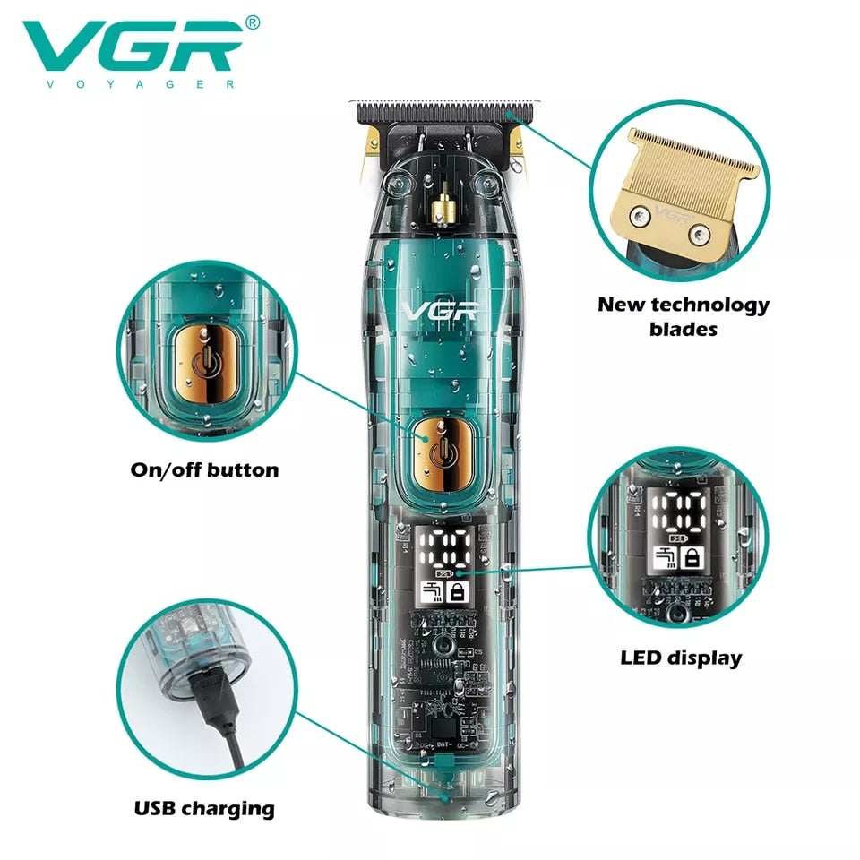 VGR V-961 Professional Trimmer Transparent Style Clipper Cordless - HAB - Hair And Beauty