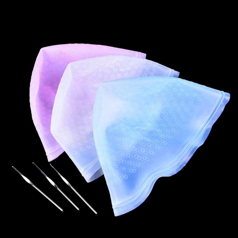 1 Set Silicone Hair Coloring Highlighting Dye Cap With Hooks Frosting Tipping - HAB - Hair And Beauty
