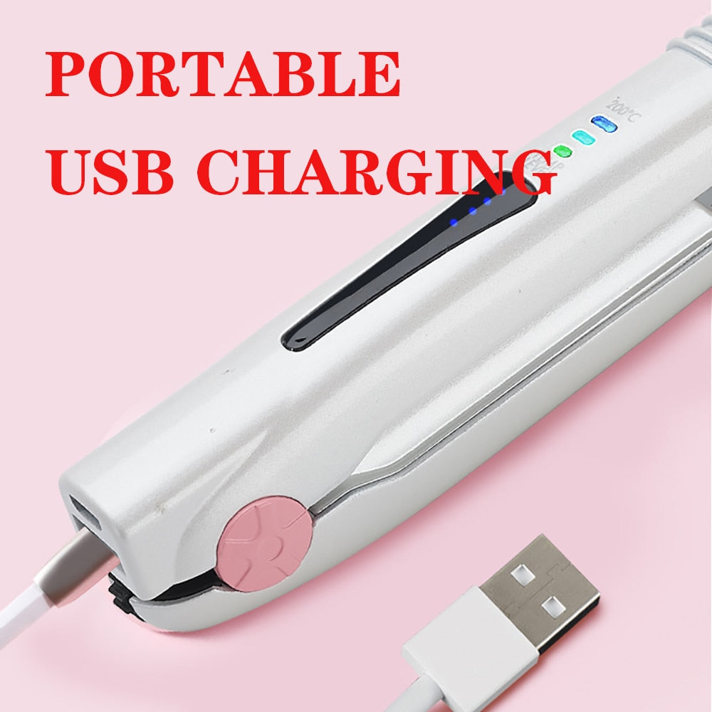 Portable Hair Straightener USB Recharging Professional Mini Cordless Flat Irons - HAB - Hair And Beauty
