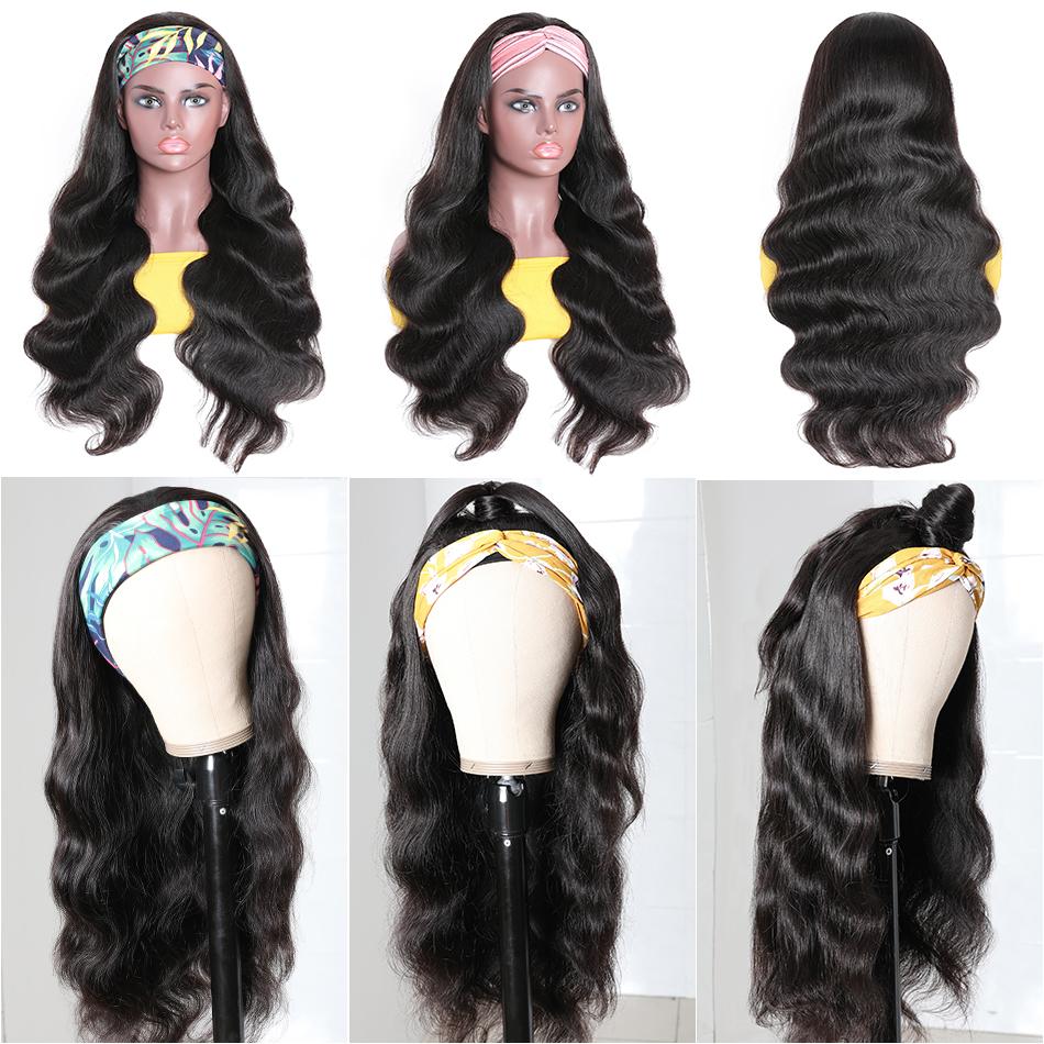 Headband Wig Body Wave Scarf Human Hair Wigs - HAB 