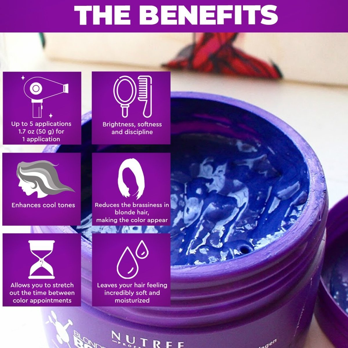Blonde Bottox Hair Expert Purple Toning Mask 2.82 oz / 80 grams - HAB 