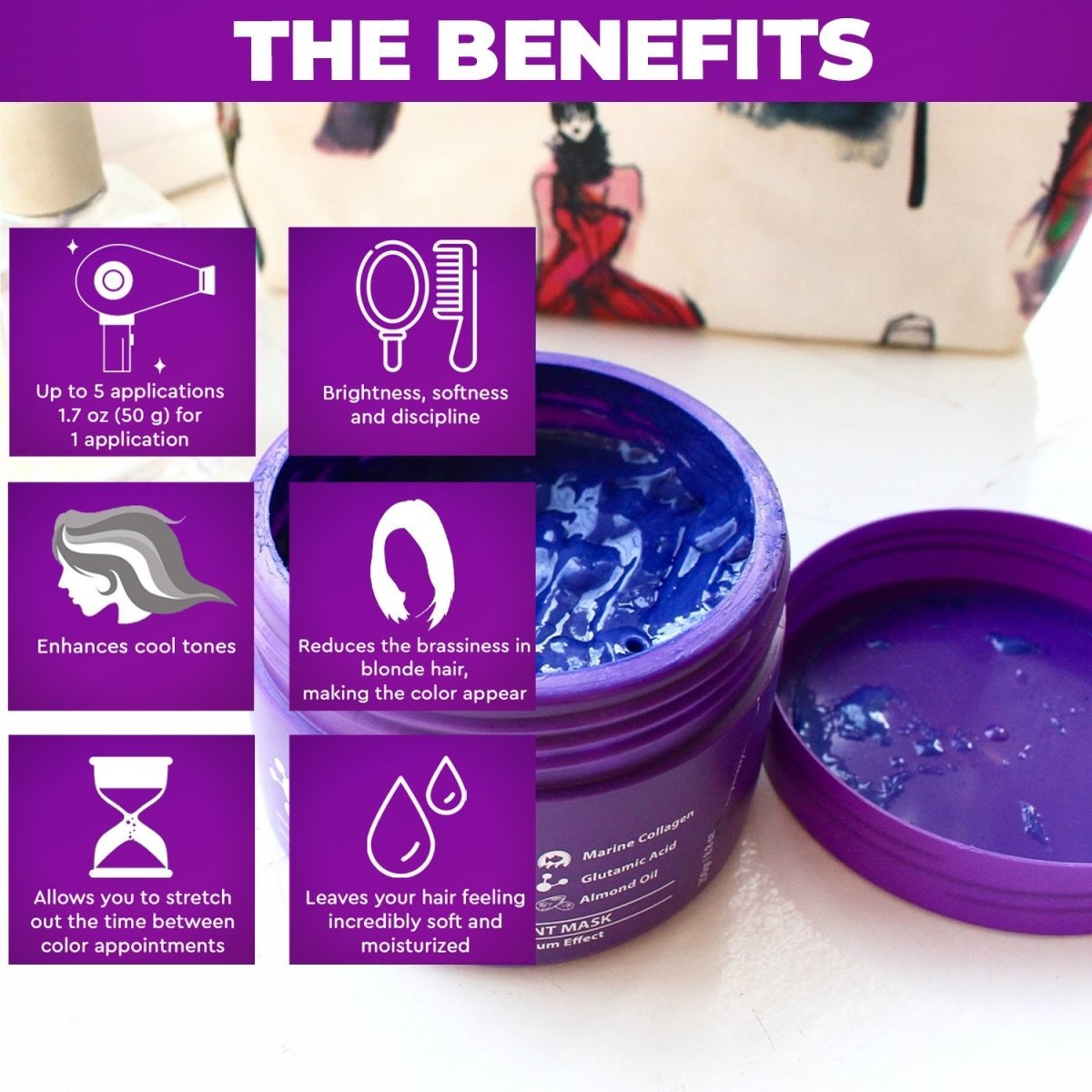 Blonde Bottox Hair Expert Purple Toning Mask 8.8 oz / 250 grams - HAB 