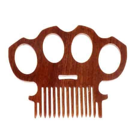 Brass Knuckles Wooden Beard Comb - HAB 