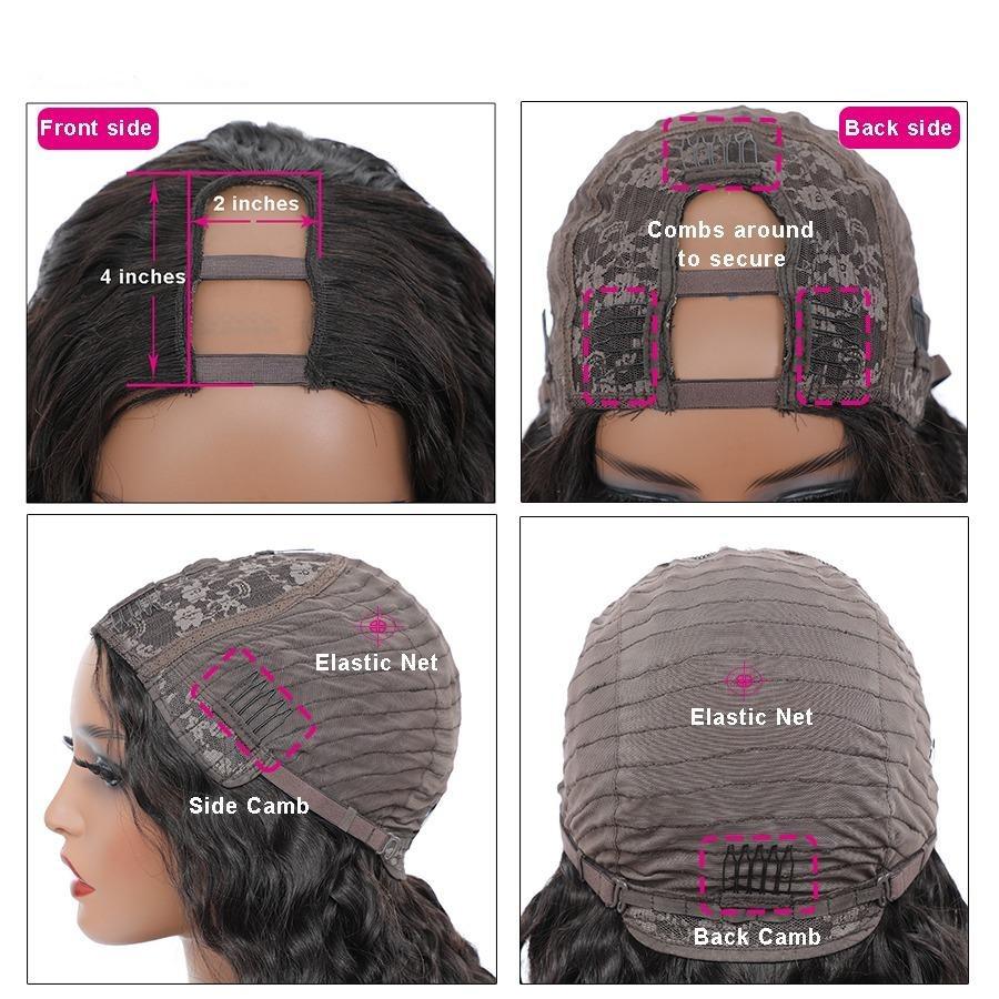 Deep wave U part Human Hair Wigs - HAB 