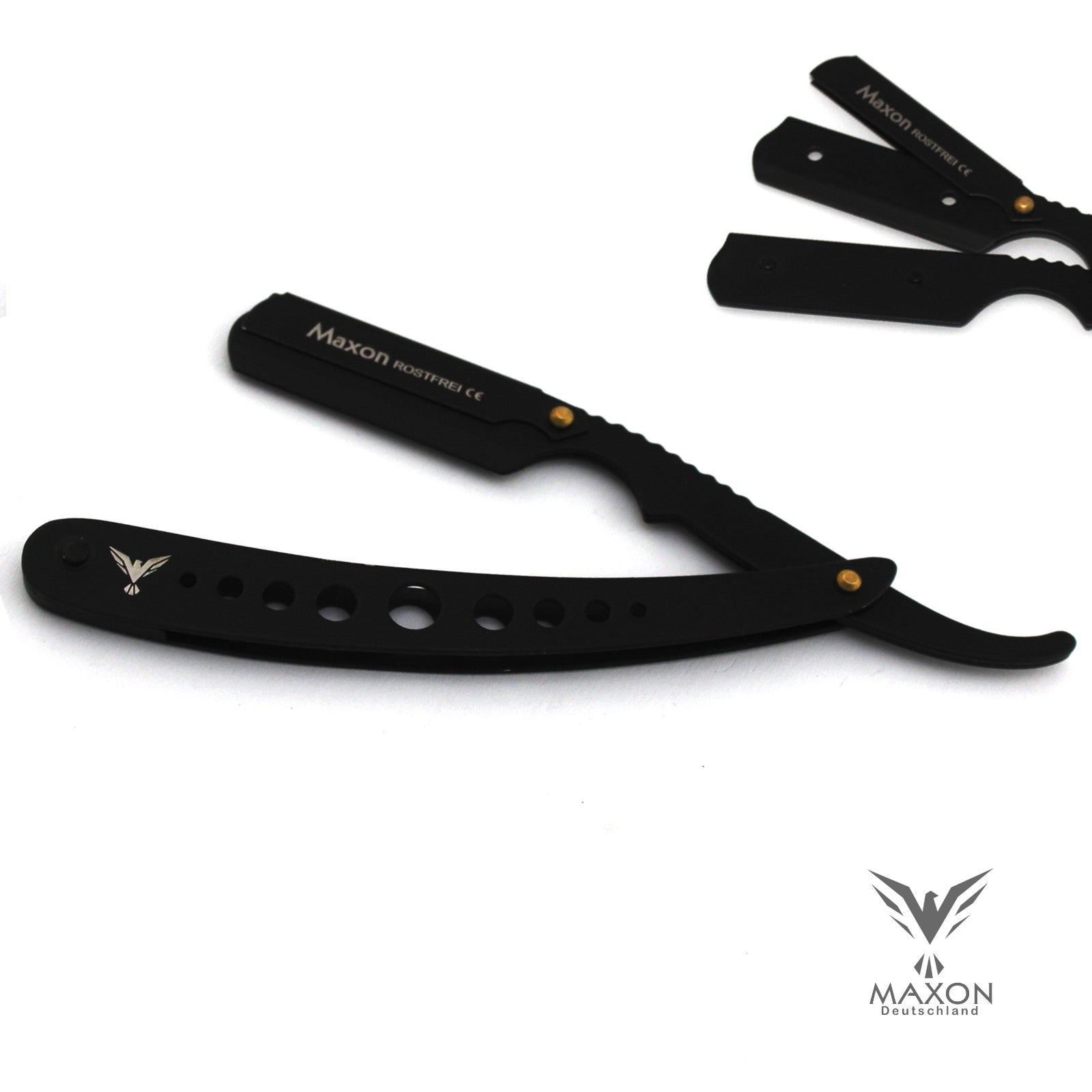Maxon 9H Black Straight Razor set stainless steel shaving set - HAB 