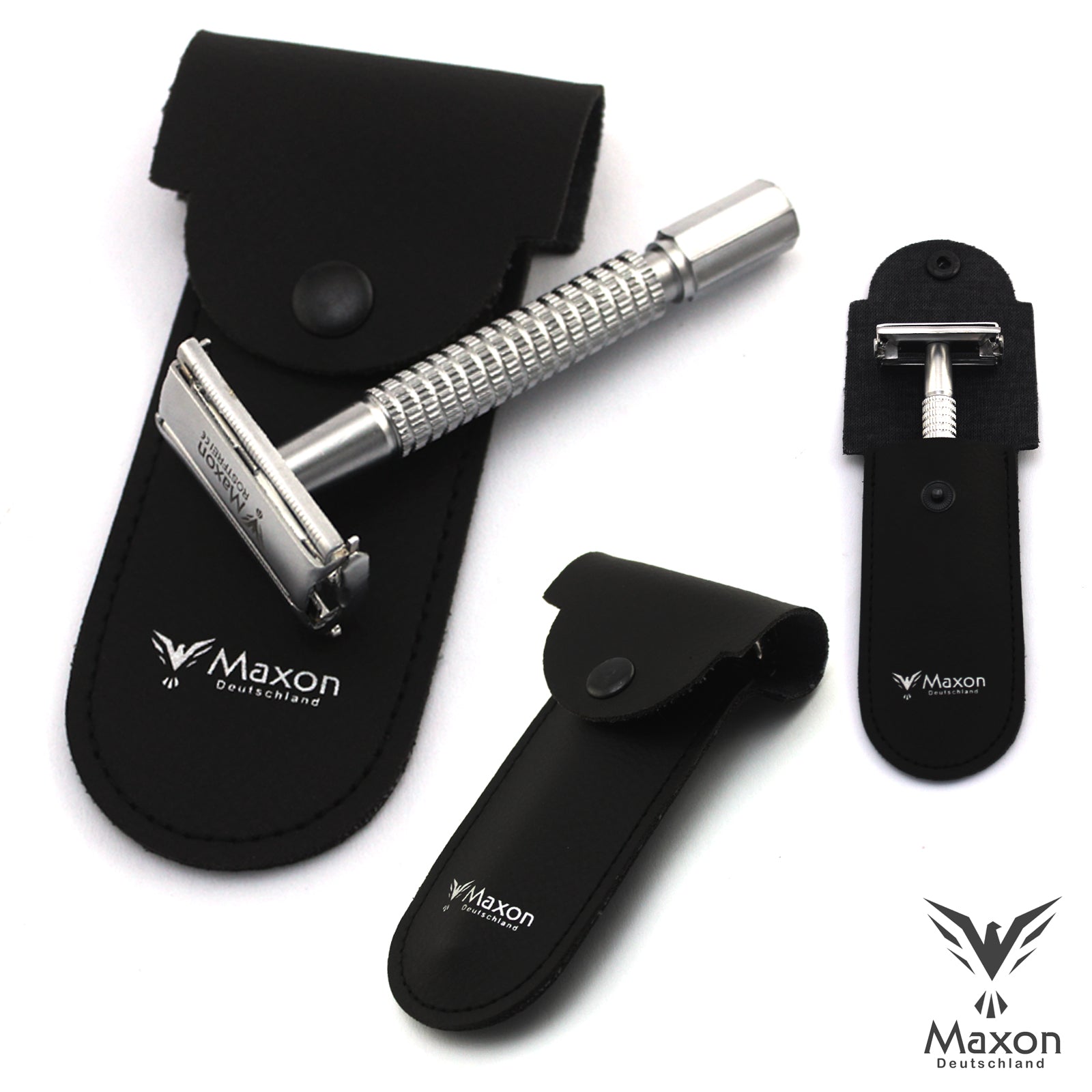 MAXON SCP Safety Razor with Blades and Leather case - HAB 