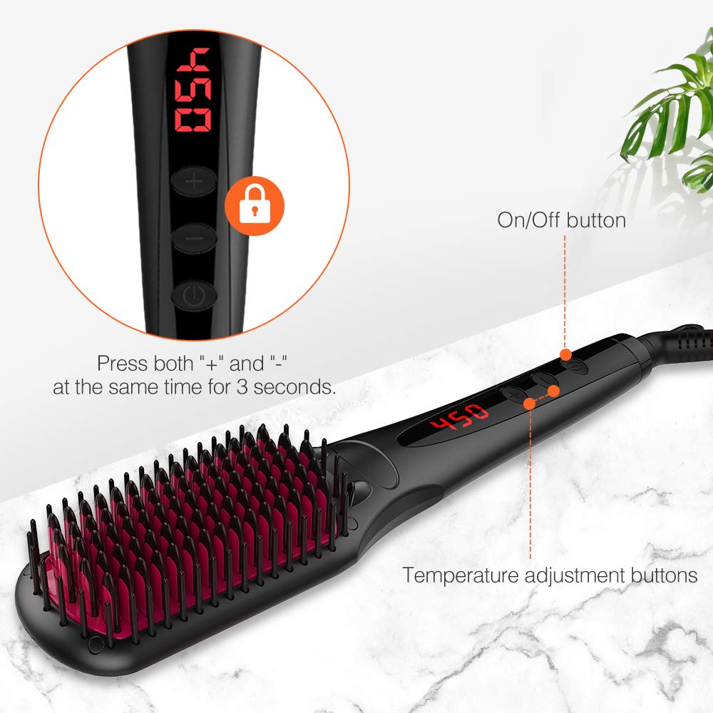 Miropure Enhanced Hair Straightener Brush with Anti-Scald - HAB 