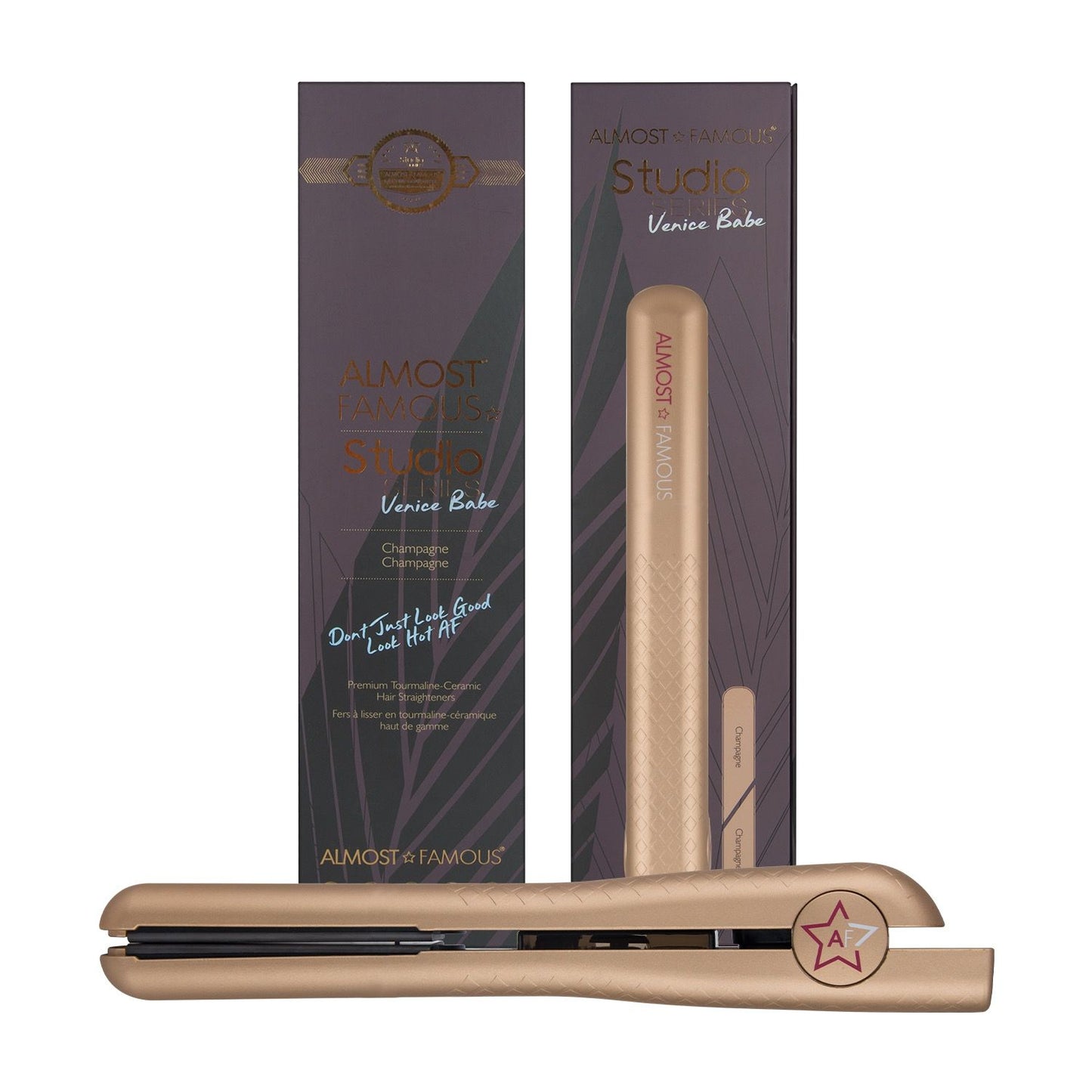 Almost Famous 1.25" Venice Babe Flat Iron with Luxe Gem Infused Plates - HAB 