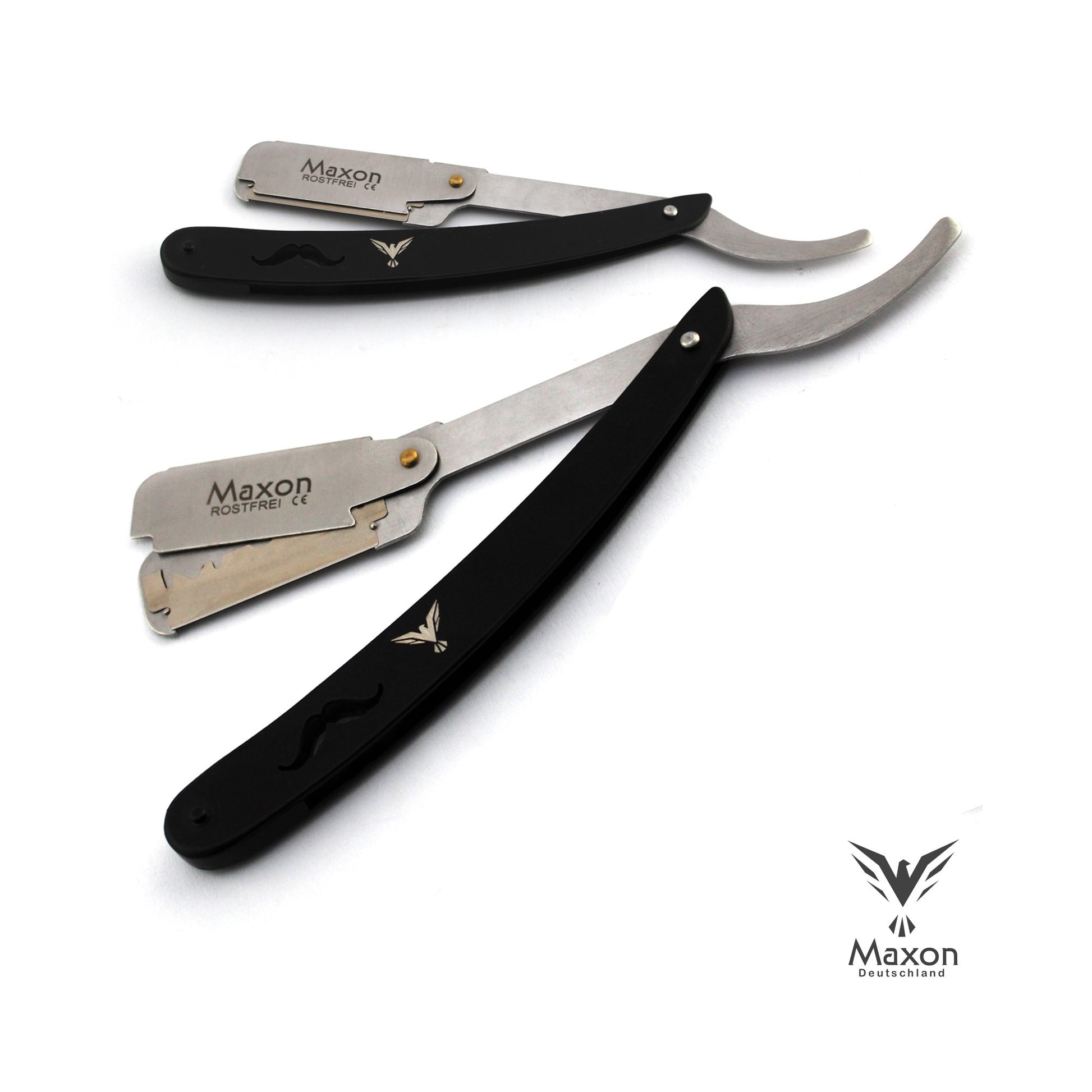 Maxon MR Black Straight Razor set stainless steel shaving set - HAB 