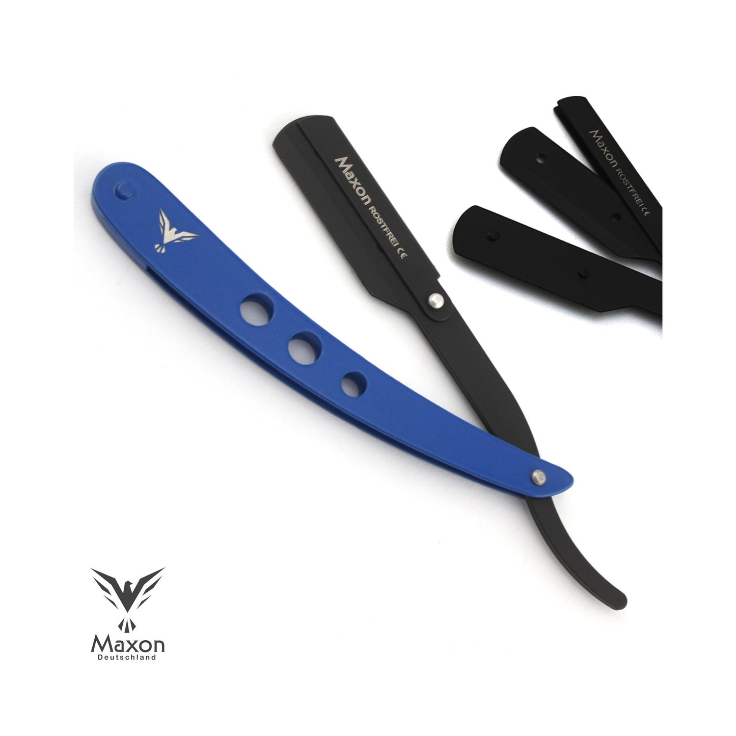 Maxon 3H Blue Straight Razor set stainless steel shaving set - HAB 