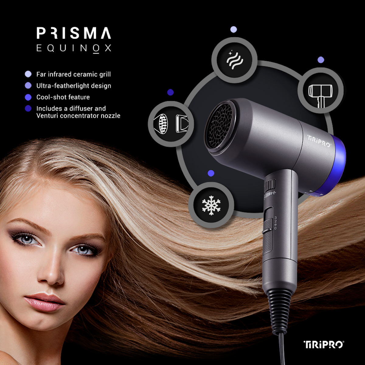 TiriPro Prisma Pro Dryer with Adjustable Airflow Technology - HAB 