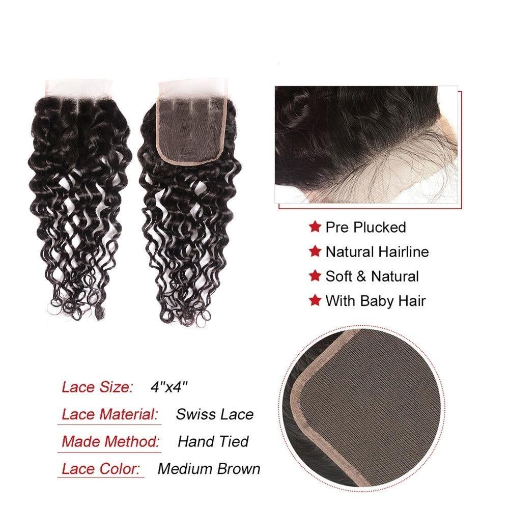 Super Double Drawn Water Wave Hair Bundles With Closure Pre Plucked - HAB 