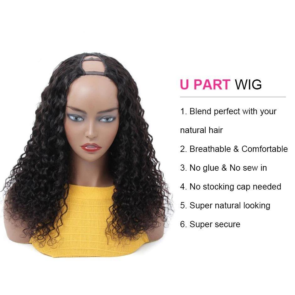 Deep wave U part Human Hair Wigs - HAB 